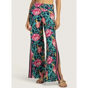 Trina Turk India Garden Swim Jersey High Rise Pant Swim Cover-Up Culottes Large